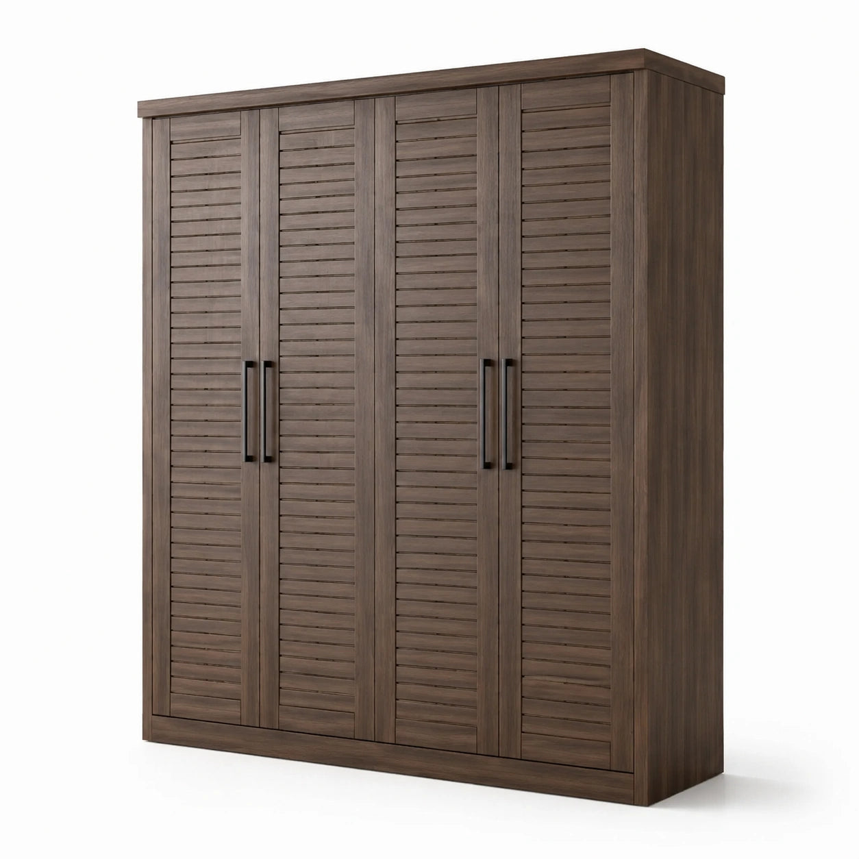 Armadio guardaroba a 4 ante con frontali a persiana, marrone, 160 × 52 × 190 cm