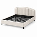 Letto matrimoniale moderno 170 × 215 × 110 cm, per materasso 160 × 200 cm, in tessuto beige con rete metallica nera