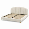 Letto matrimoniale 160 × 200 cm in bouclé avorio con testiera imbottita e rete a doghe