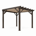 Pergola autoportante da esterno 300 × 300 × 250 cm in metallo marrone scuro con copertura beige