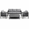 Set da giardino 4 pezzi nero e grigio, divano 190 × 76 × 79 cm, poltrone 72 × 76 × 79 cm, tavolino 105 × 55 × 42 cm