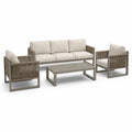 Set da giardino moderno 4 pezzi beige e tortora con divano a 3 posti 200 × 78 × 81 cm, 2 poltrone e tavolino
