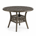 Tavolo rotondo da esterno in alluminio bronzo con foro per ombrellone, Ø 106 × 73 cm, stile classico
